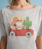 Peanuts® | Aéropostale Western Snoopy Desert Drivin' Off-The-Shoulder Boyfriend Tee