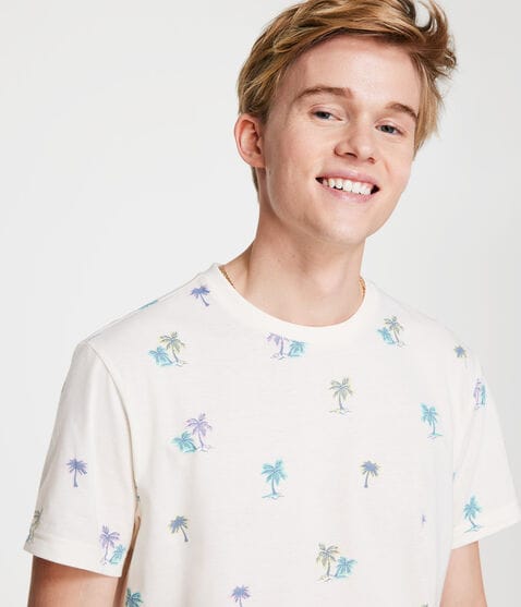 Palm Tree Print Graphic Tee Palm Tree Print Graphic Tee