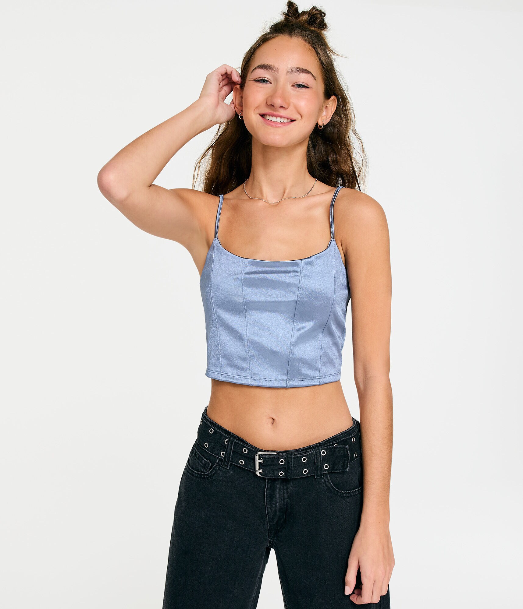 Satin Cropped Corset Tank