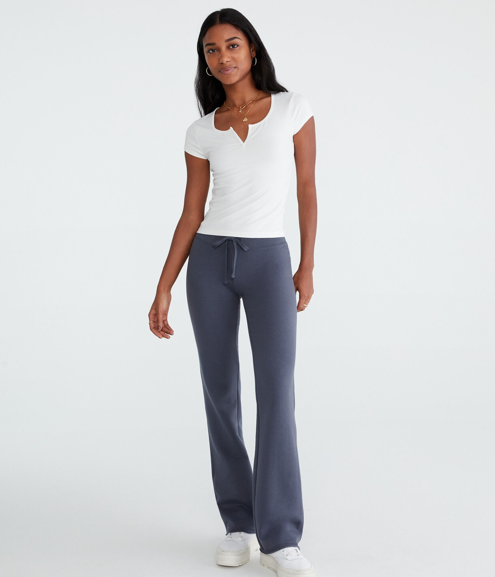 Solid Fit &amp; Flare Sweatpants