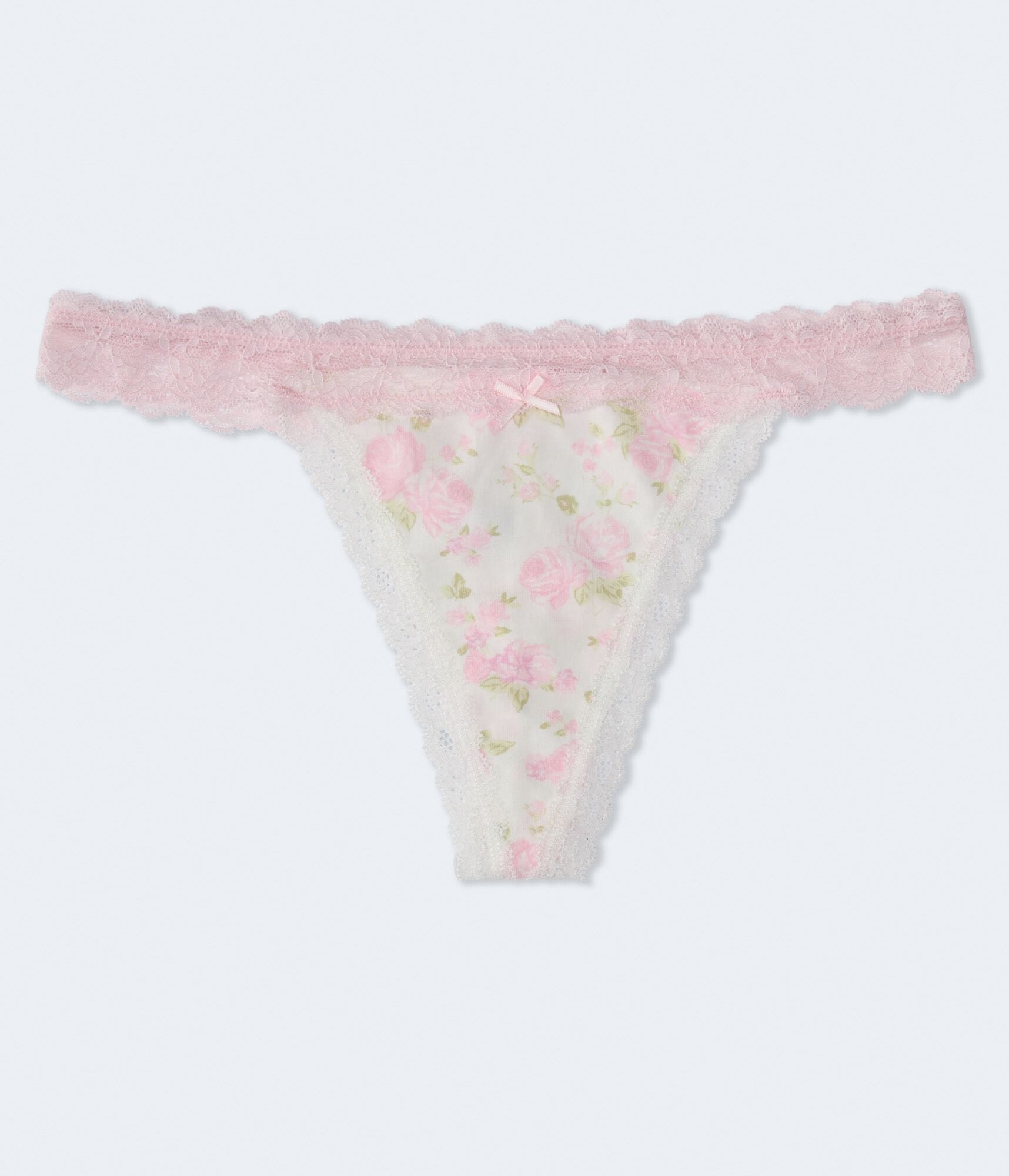 Floral Lace-Trim Low-Rise Thong