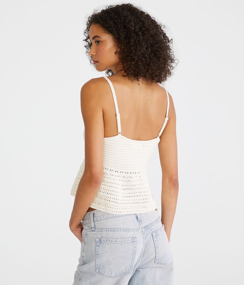Rosette Crocheted Peplum Tank