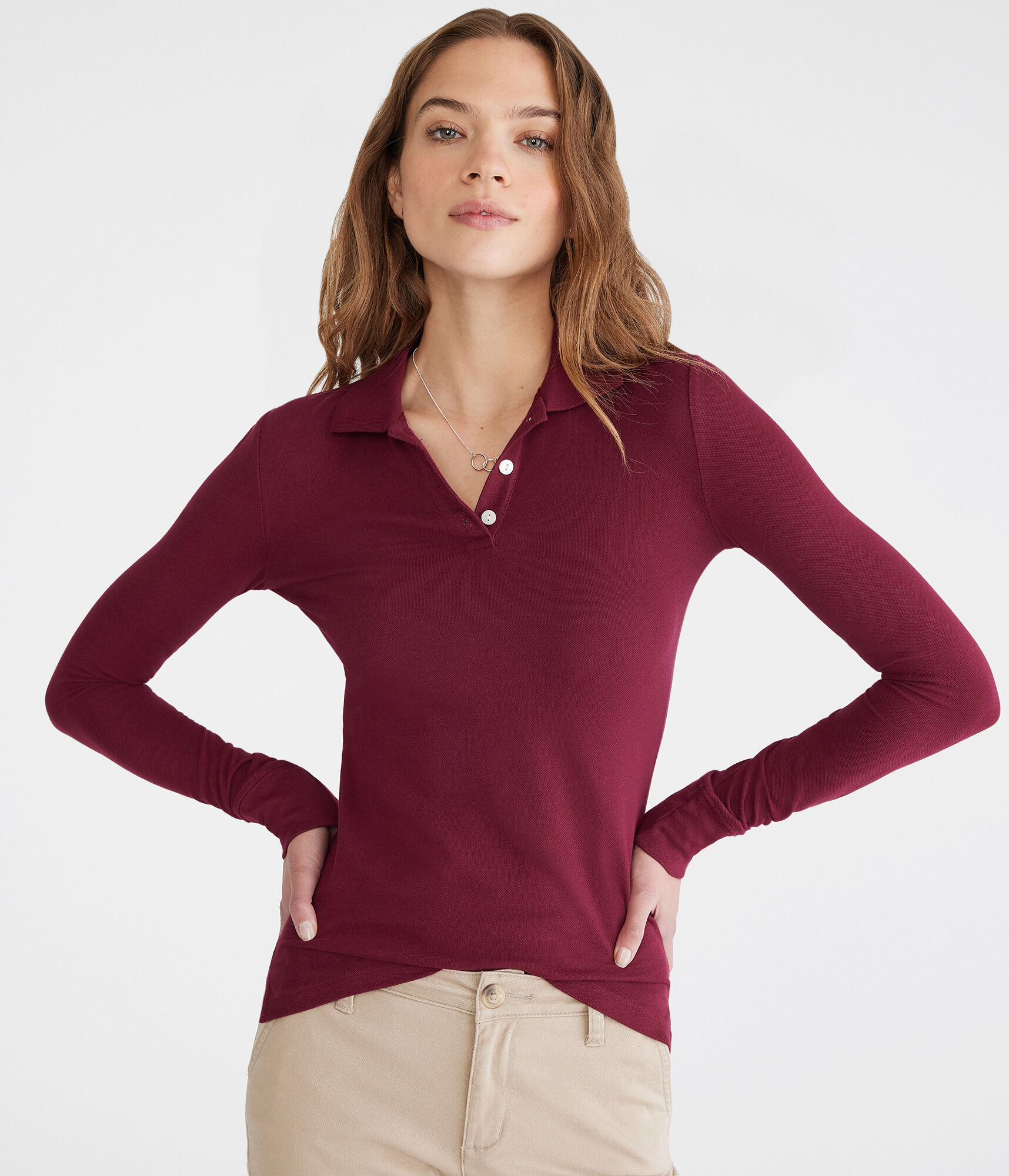 Long Sleeve Uniform Piqu&amp;eacute; Polo