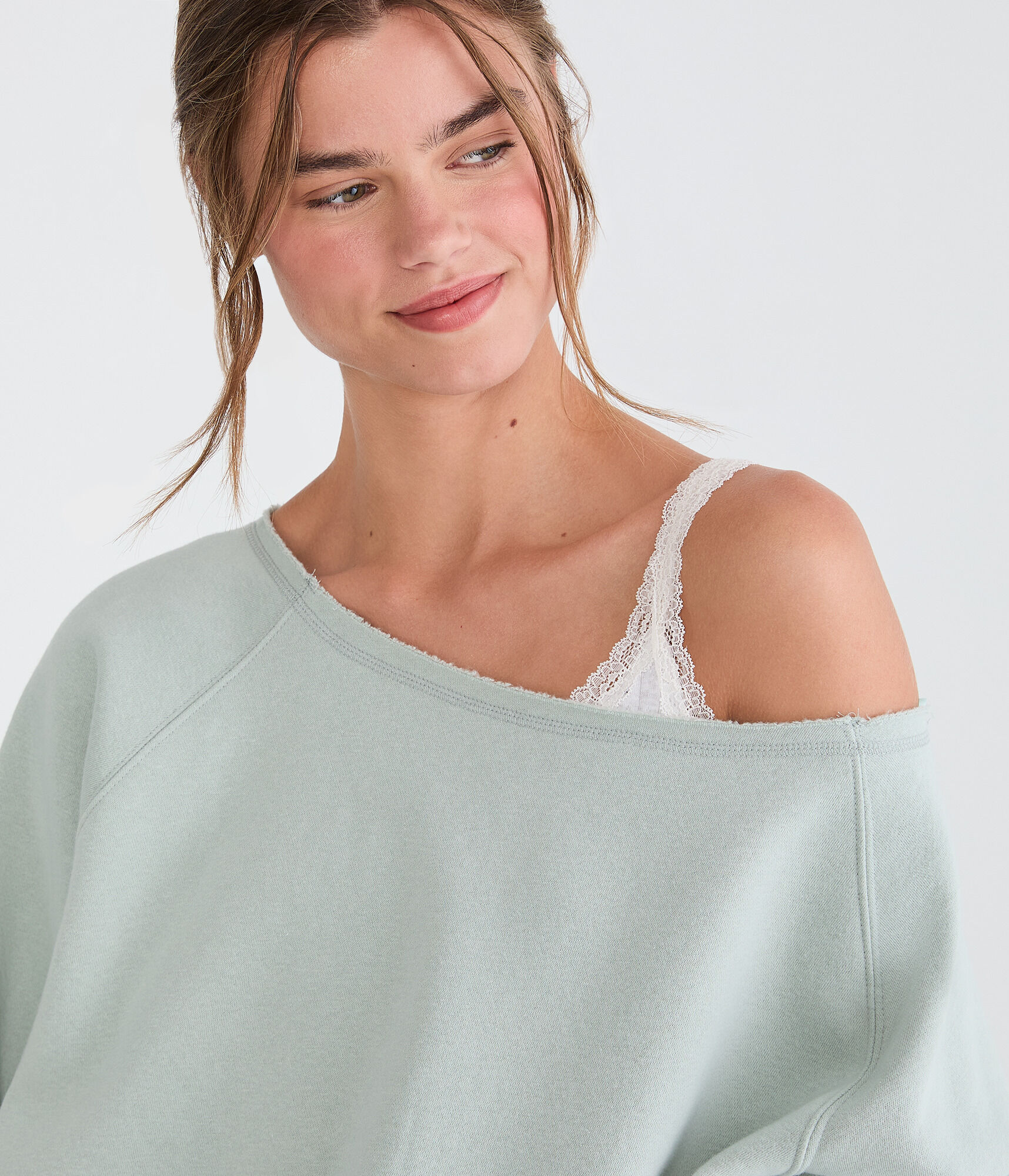Cloud Soft Slash-Neck Bubble Sweatshirt