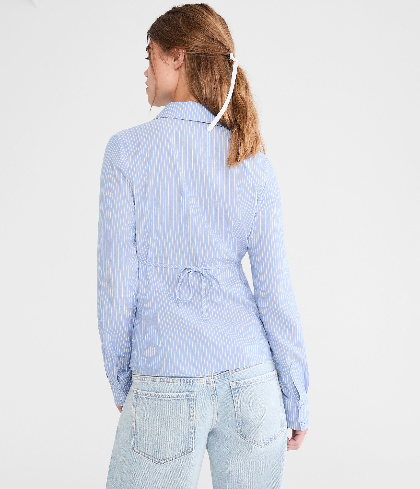 Long Sleeve Thin Stripe Fitted Shirt