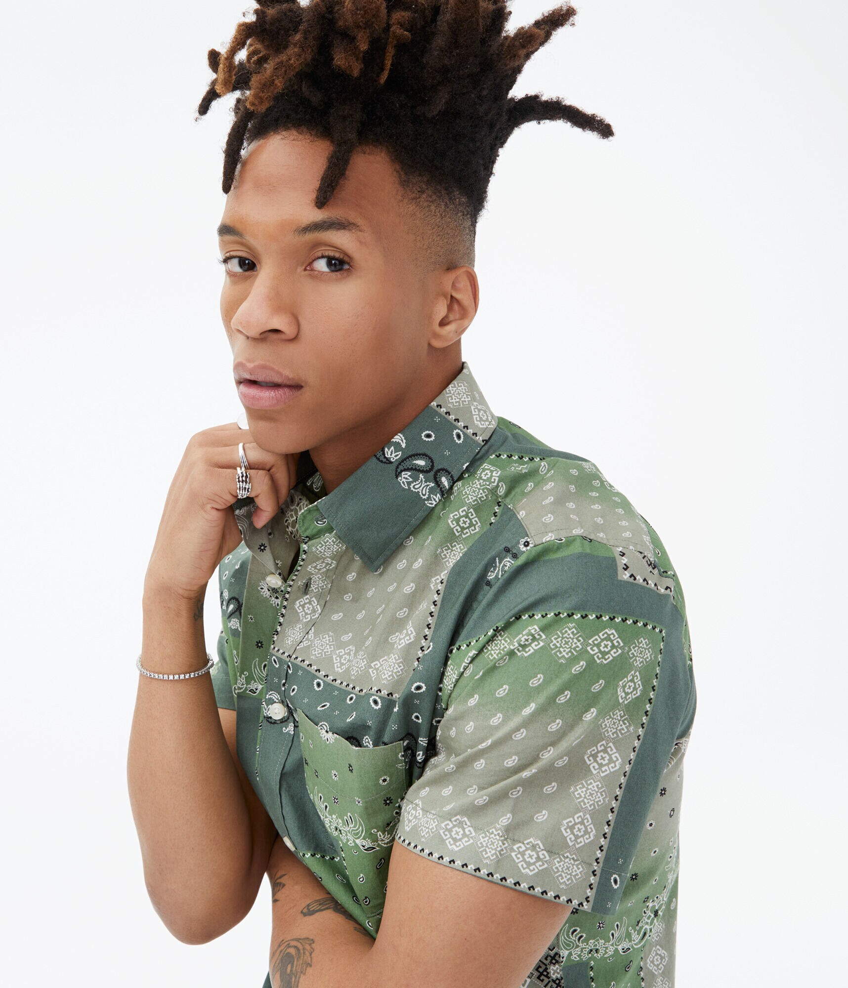 Bandana Print Button-Down Shirt