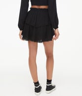 High-Waisted Lace-Trim Ruffle Skirt