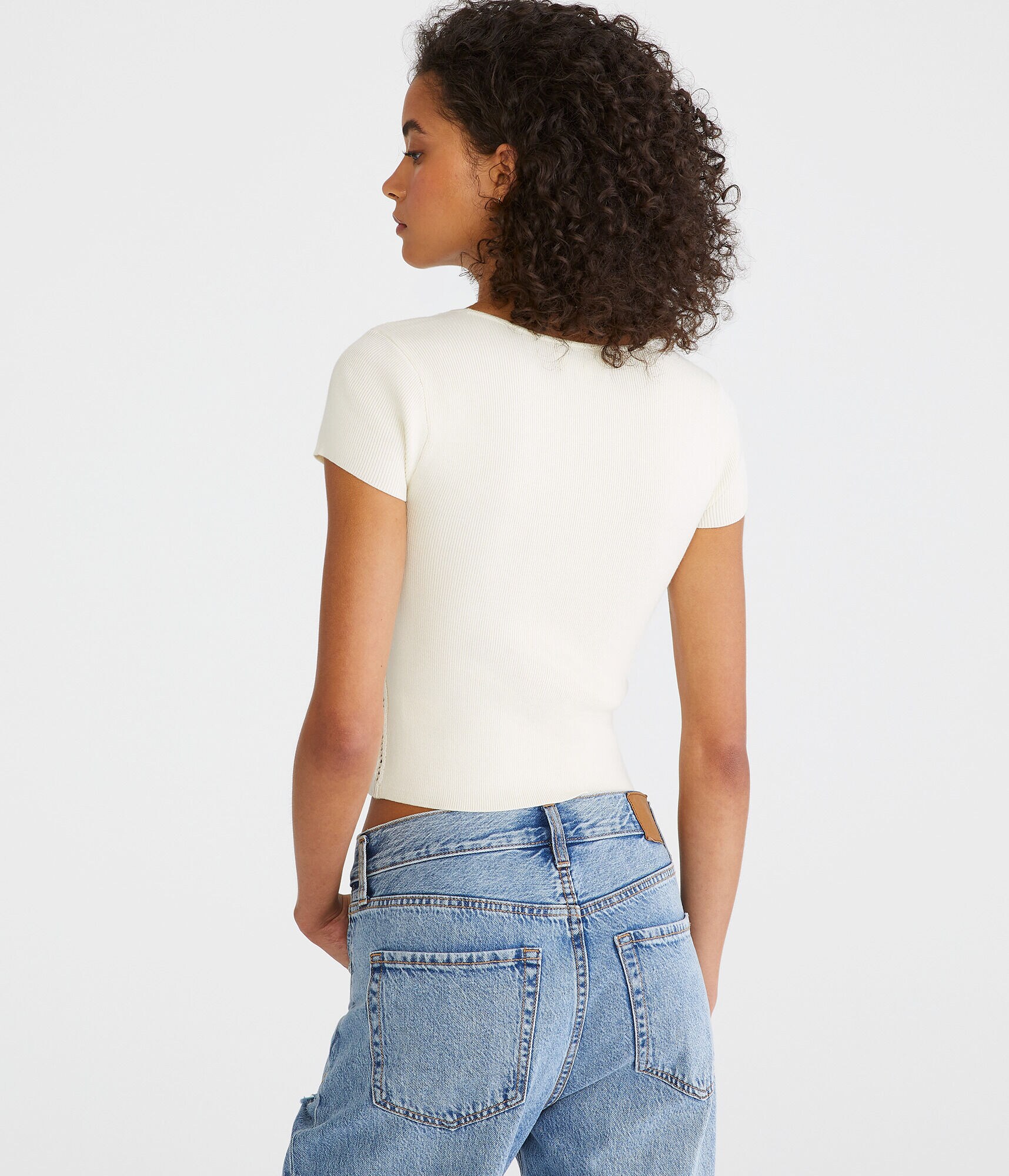 Pointelle Knit Crop Top