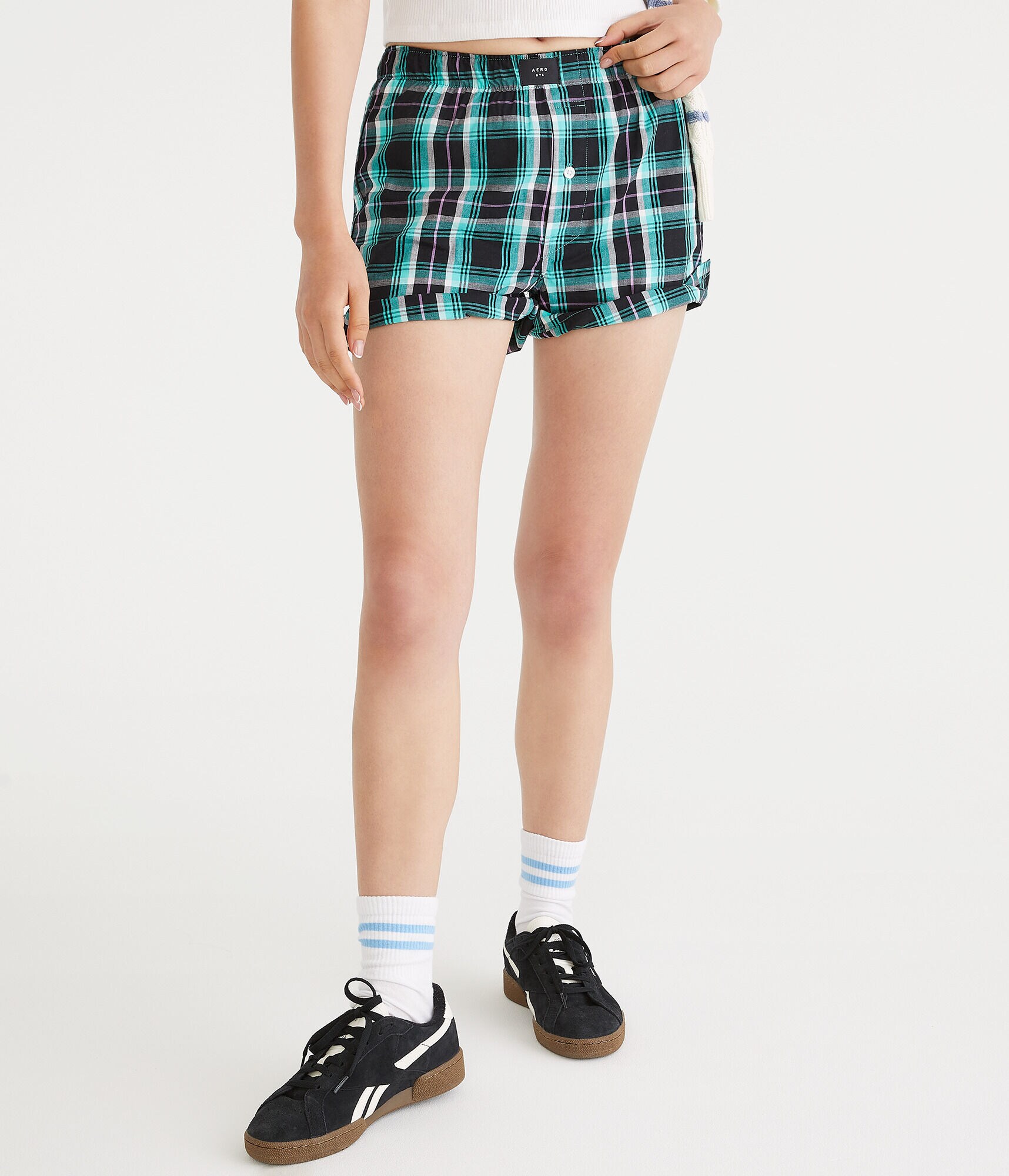 Wide Plaid Woven Boxers