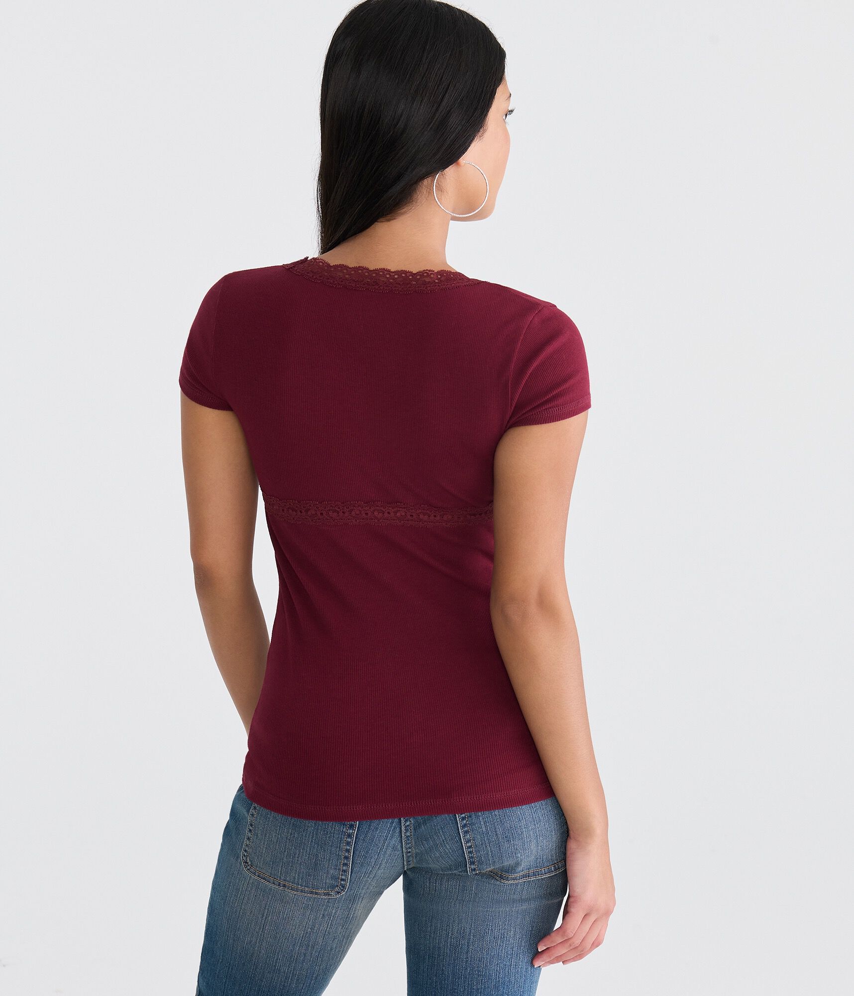 Seriously Soft Lace-Trim Scoop Tee