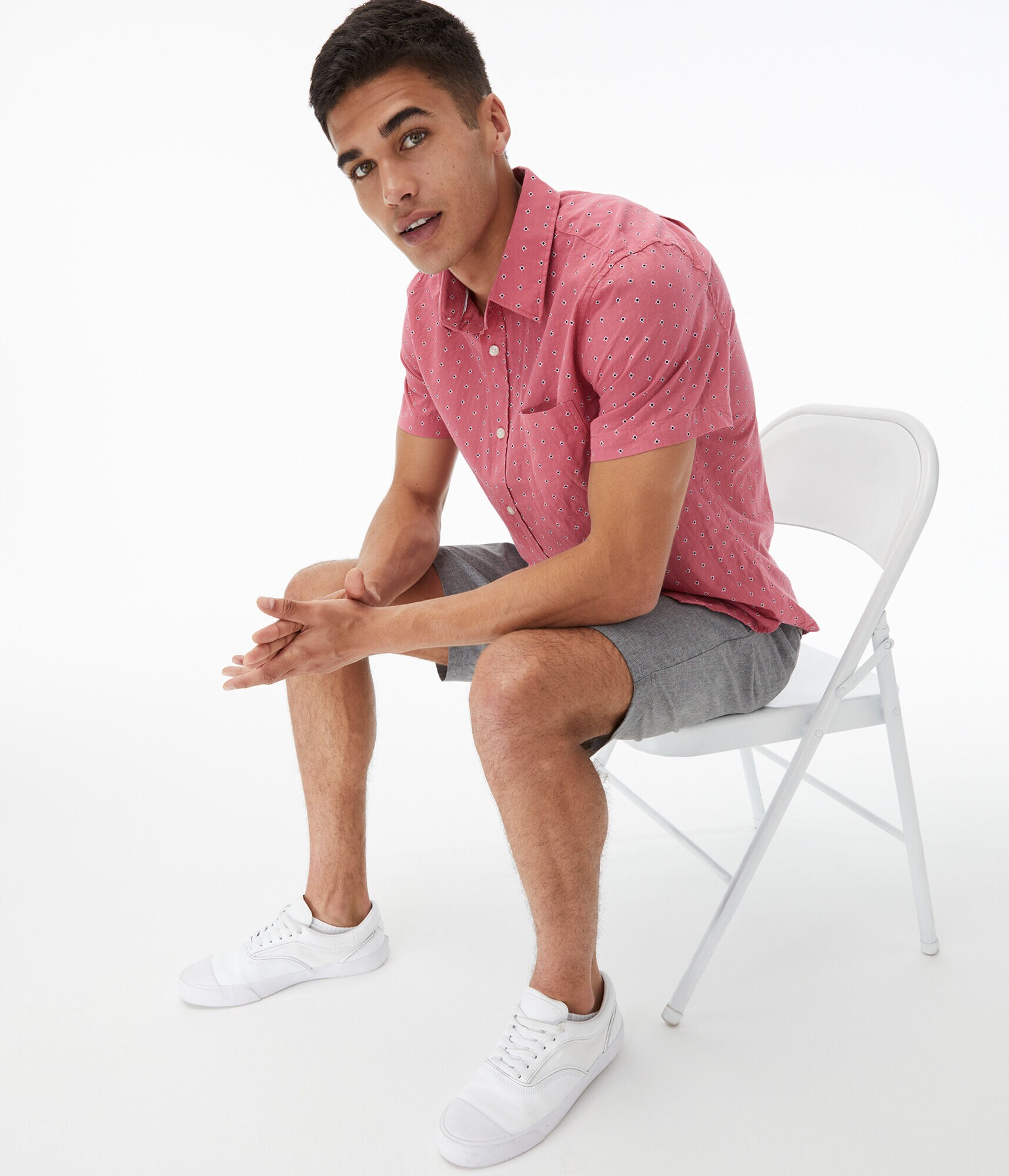 Geo Print Button-Down Shirt