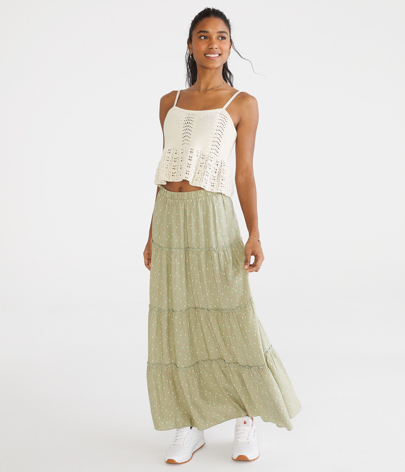 Floral Tiered Maxi Skirt