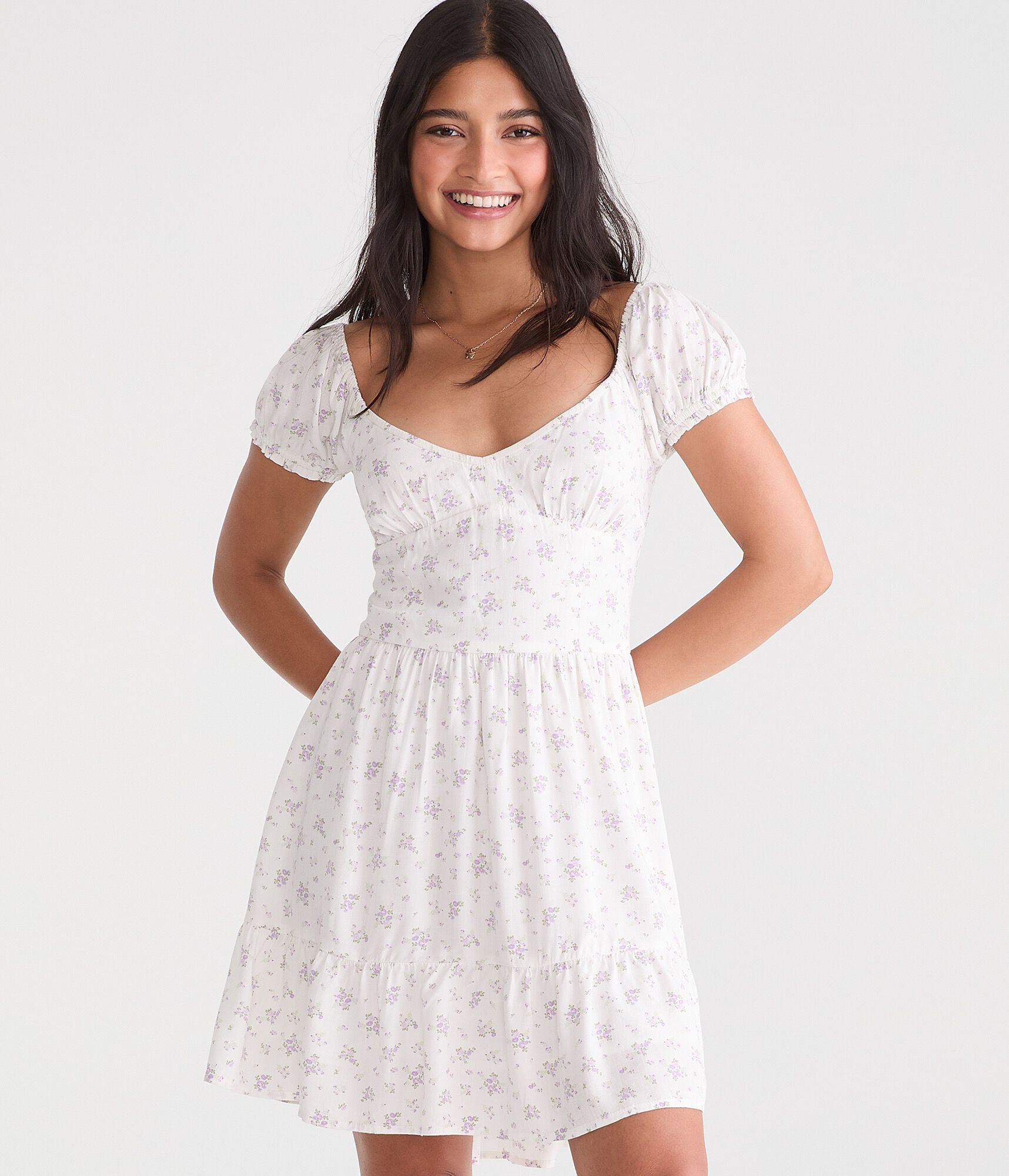 Floral V-Neck Fit &amp; Flare Mini Dress