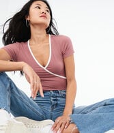 Solid Faux Wrap Tee***