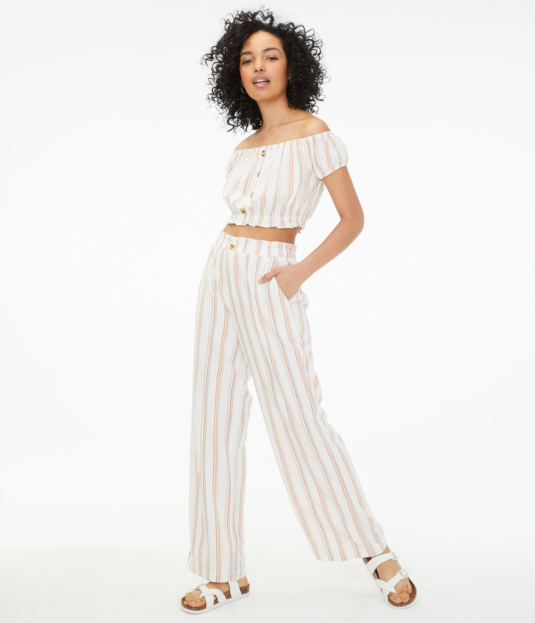 High-Rise Striped Wide-Leg Pants