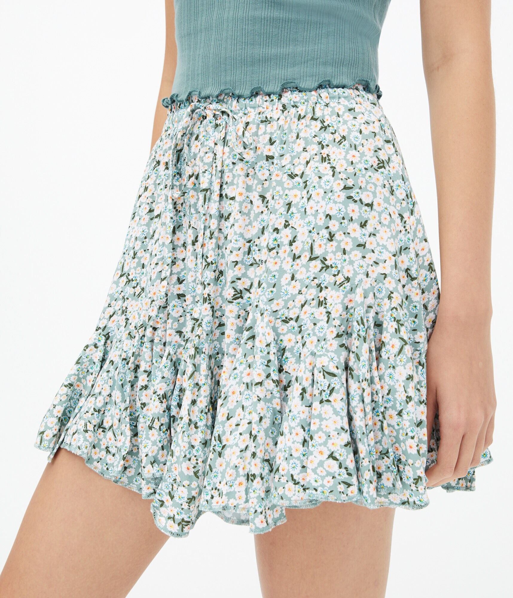 Floral High-Waisted Flippy Skirt