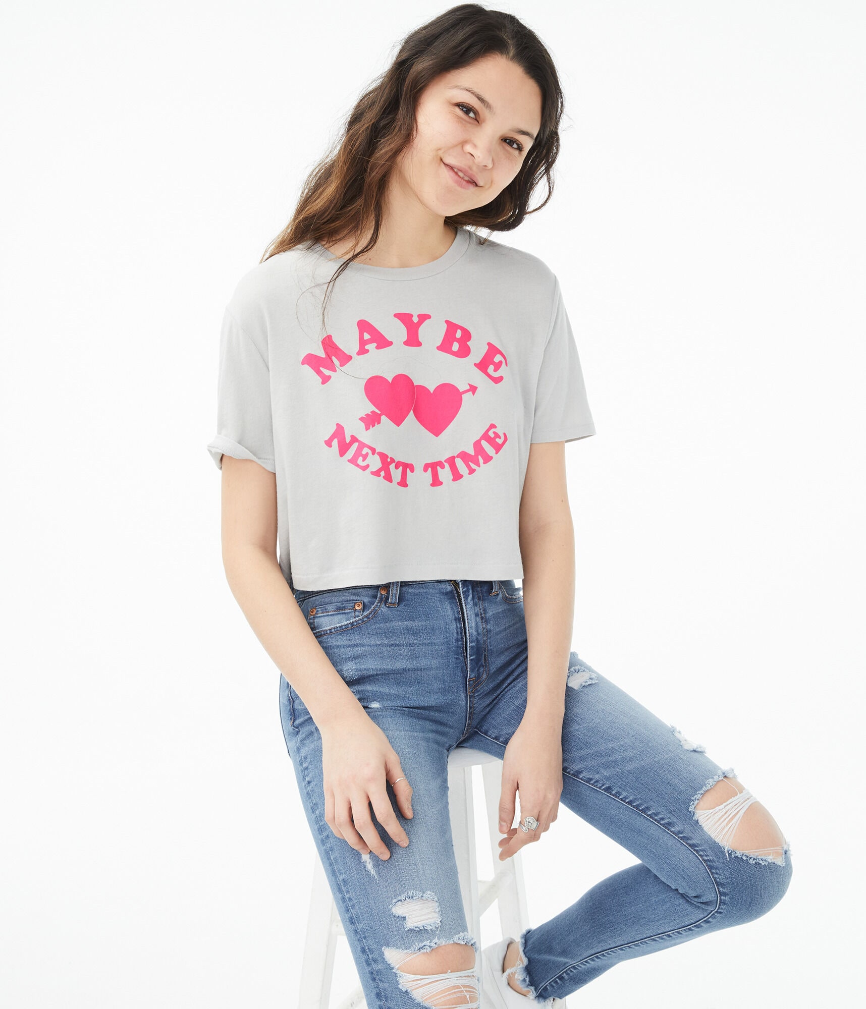 Boxy cropped graphic tee clearance