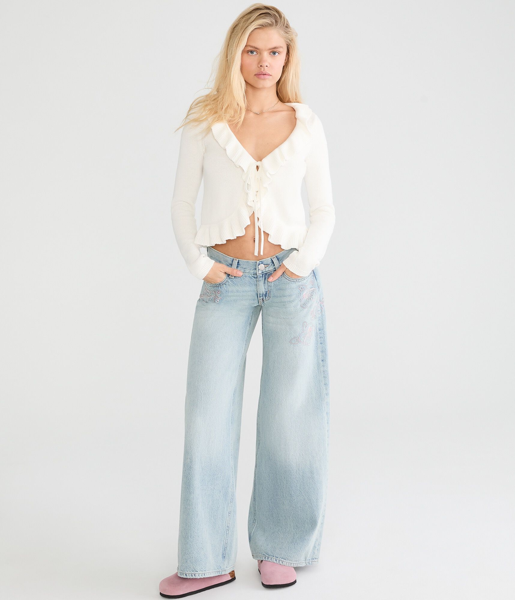 Ruffled Tie Cardigan