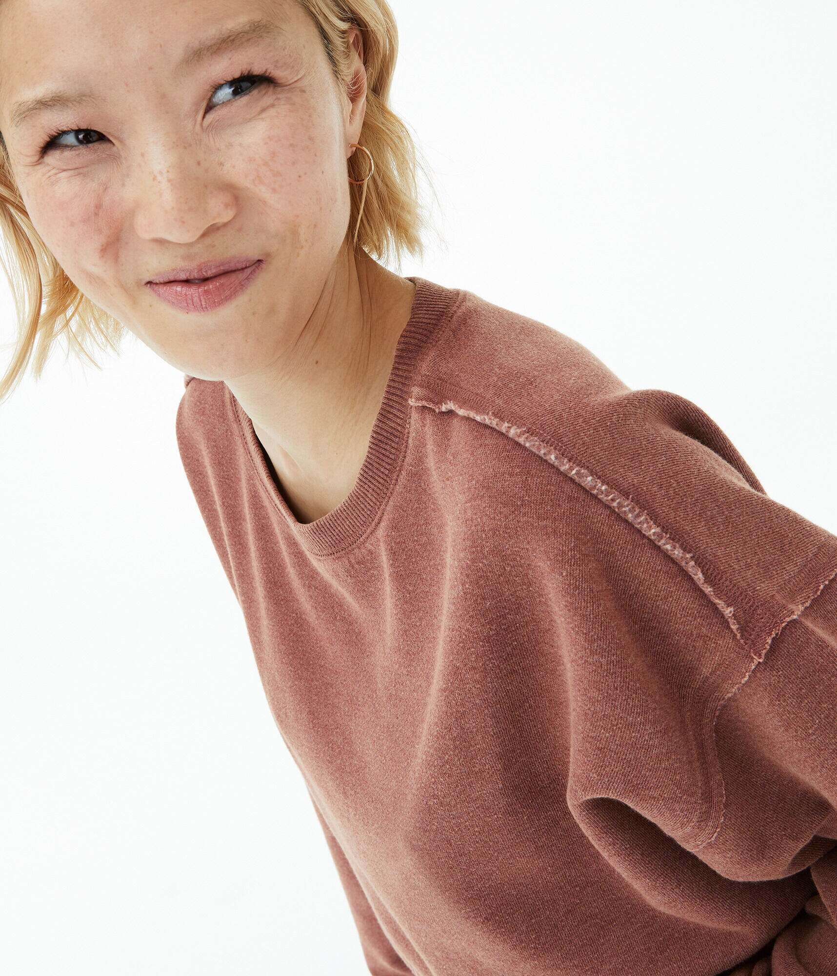 Solid Cropped Crew Sweatshirt***