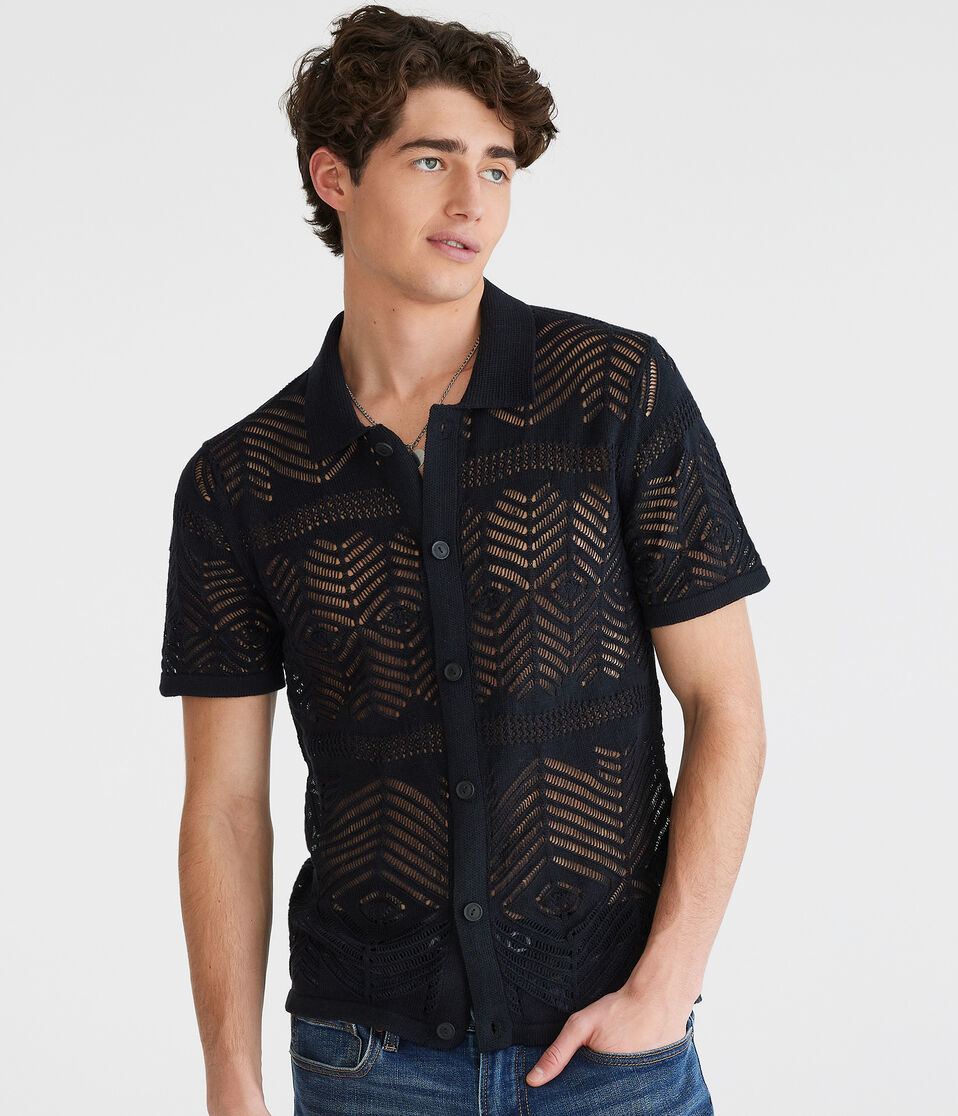 Chevron Crocheted Knit Shirt