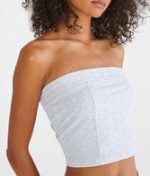 Washed Eyelet Cropped Tube Top