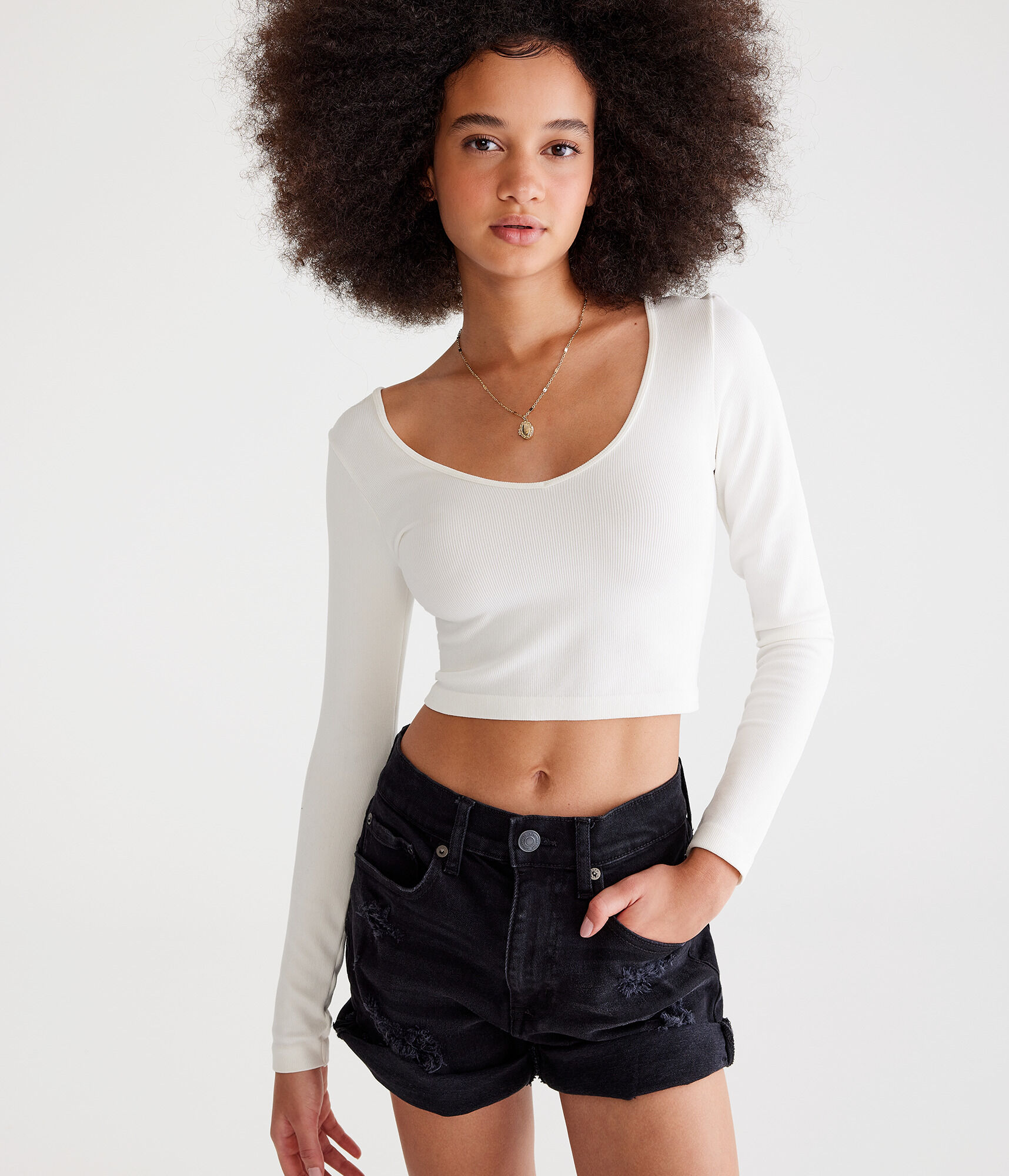 High-Rise Denim Mom Shorts