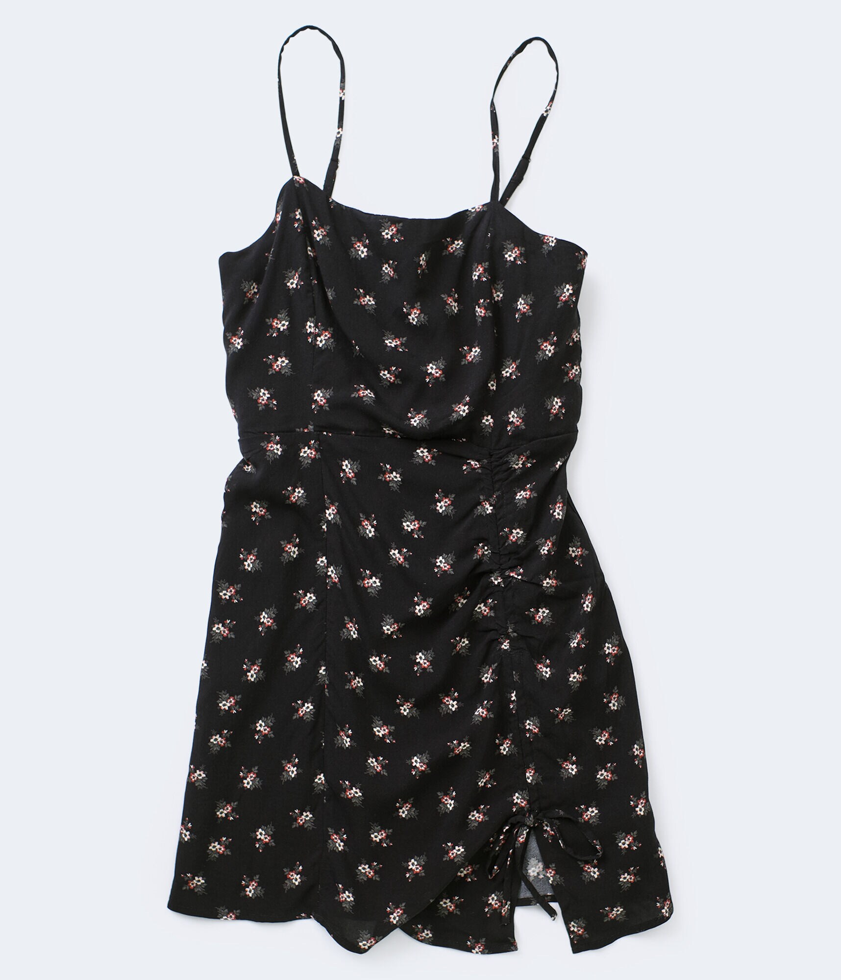 Floral Square-Neck Ruched Mini Dress