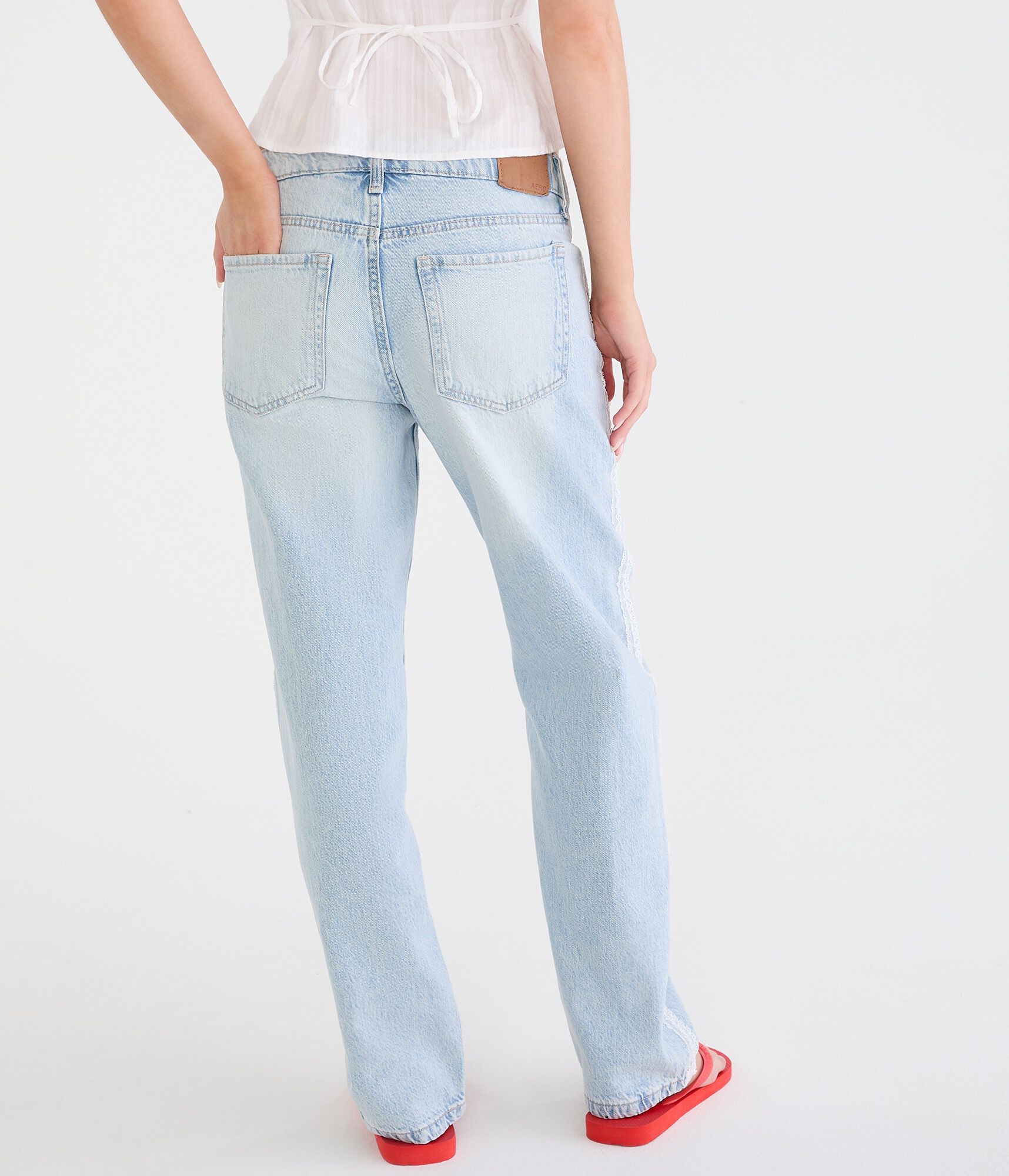 Low-Rise Baggy Lace Stripe Jean