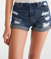 High-Waisted Curvy Denim Midi Shorts