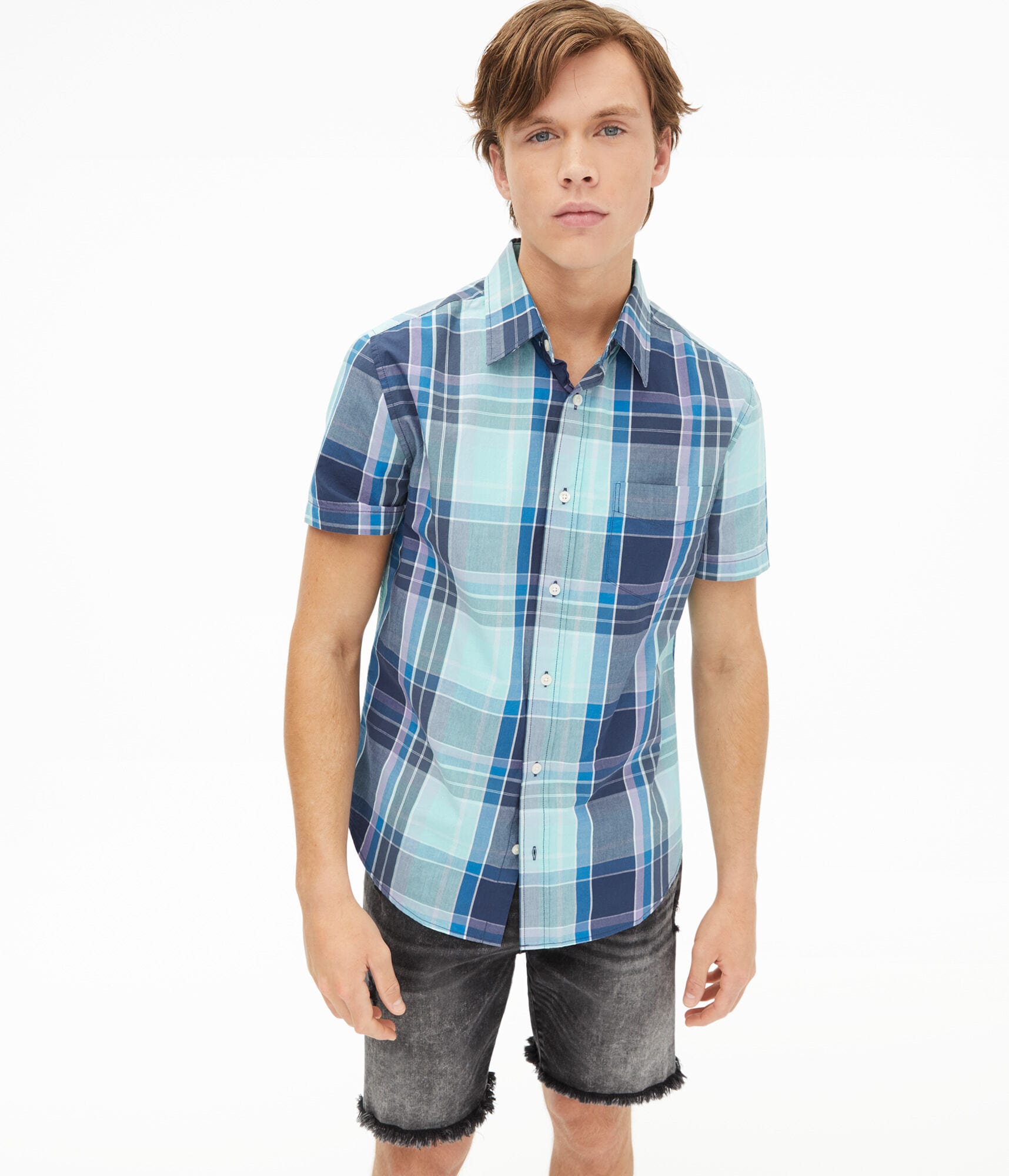 Plaid Button-Down Shirt