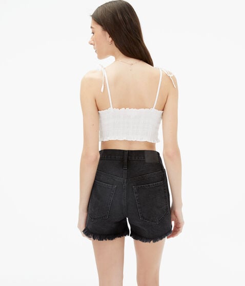 Smocked Button-Front Cropped Tie Tank Smocked Button-Front Cropped Tie Tank