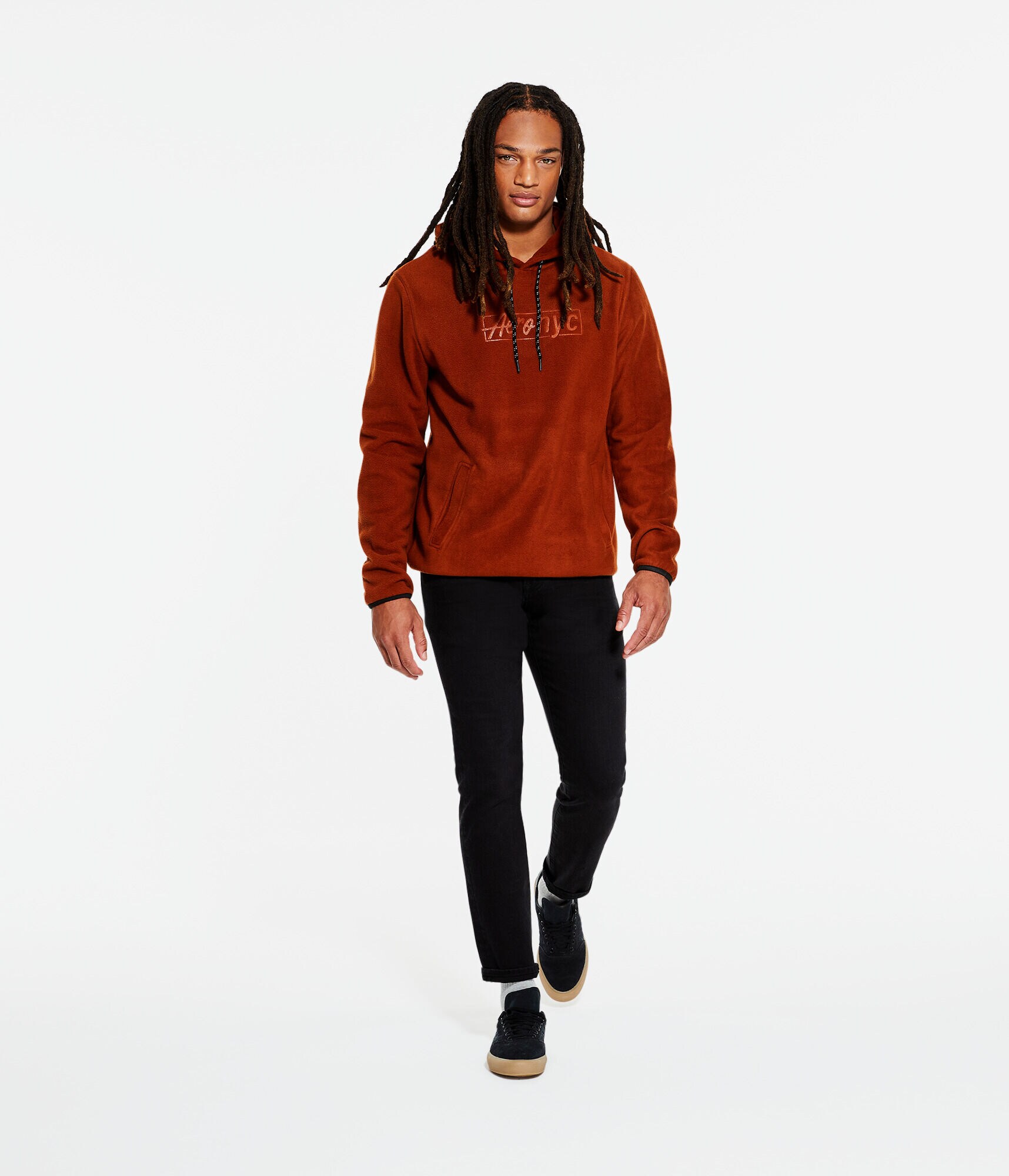 Aero NYC Box Logo Polyfleece Pullover Hoodie