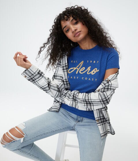 Aero East Coast Glitter Graphic Tee Aero East Coast Glitter Graphic Tee