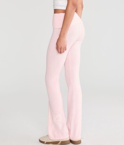 Lace Bow Cozy Sweater Flare Leg Pants Lace Bow Cozy Sweater Flare Leg Pants