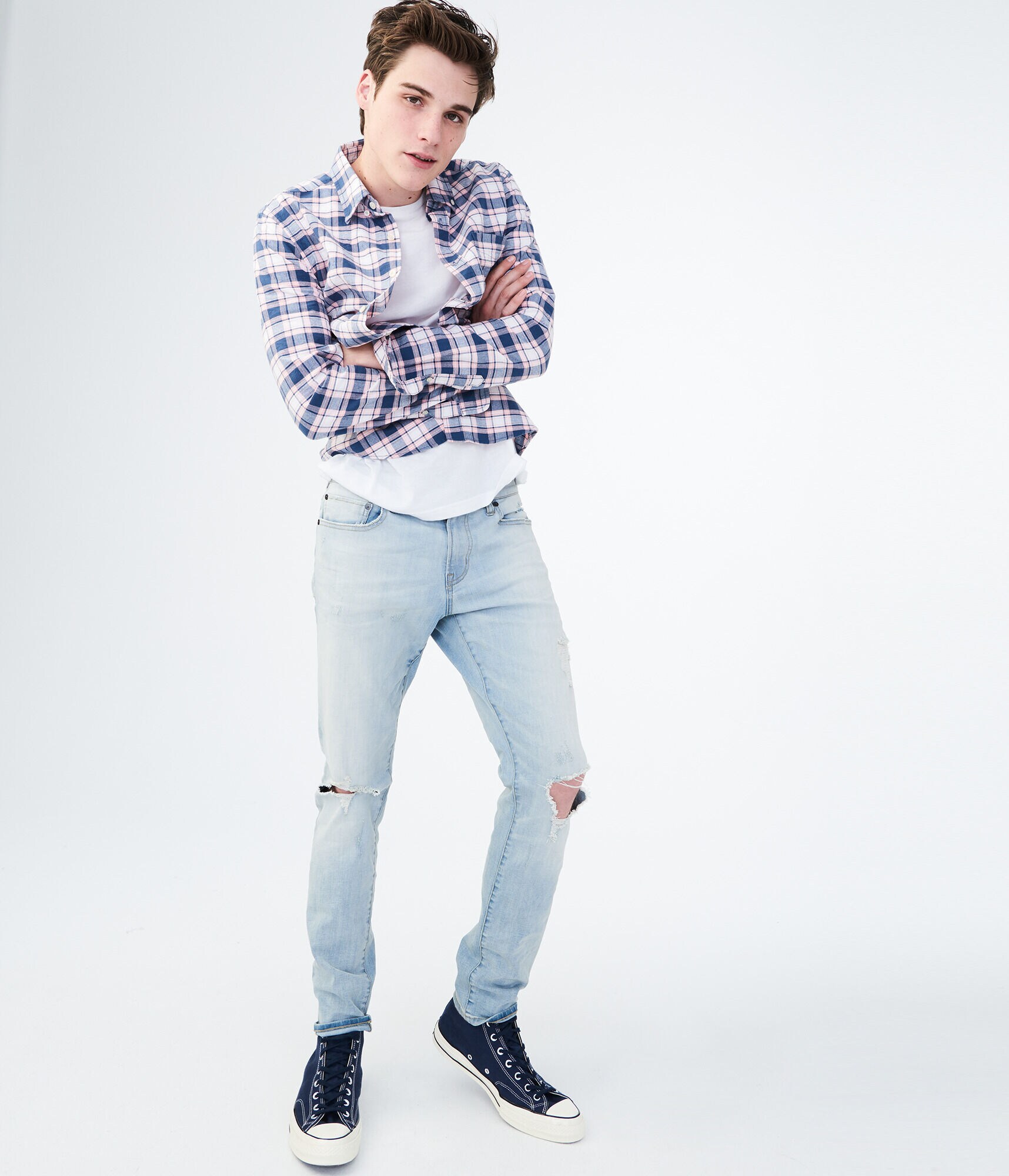 Super Skinny Light Wash Destroyed Stretch Jean