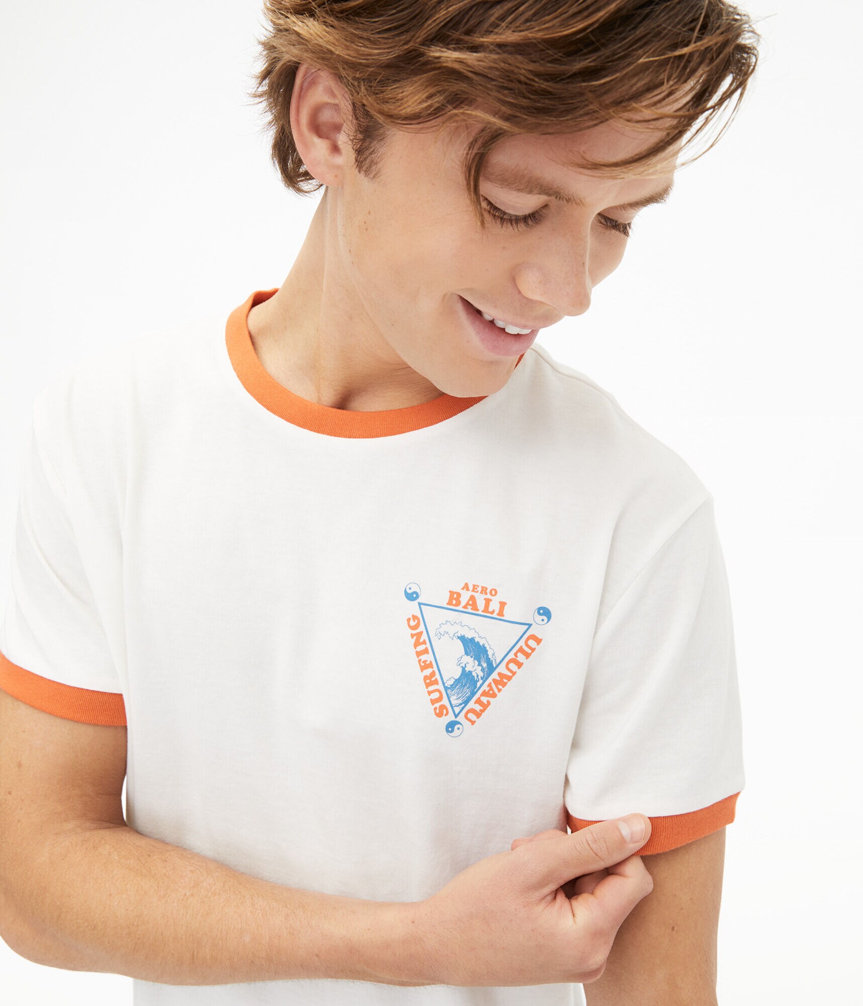 Bali Surfing Graphic Ringer Tee