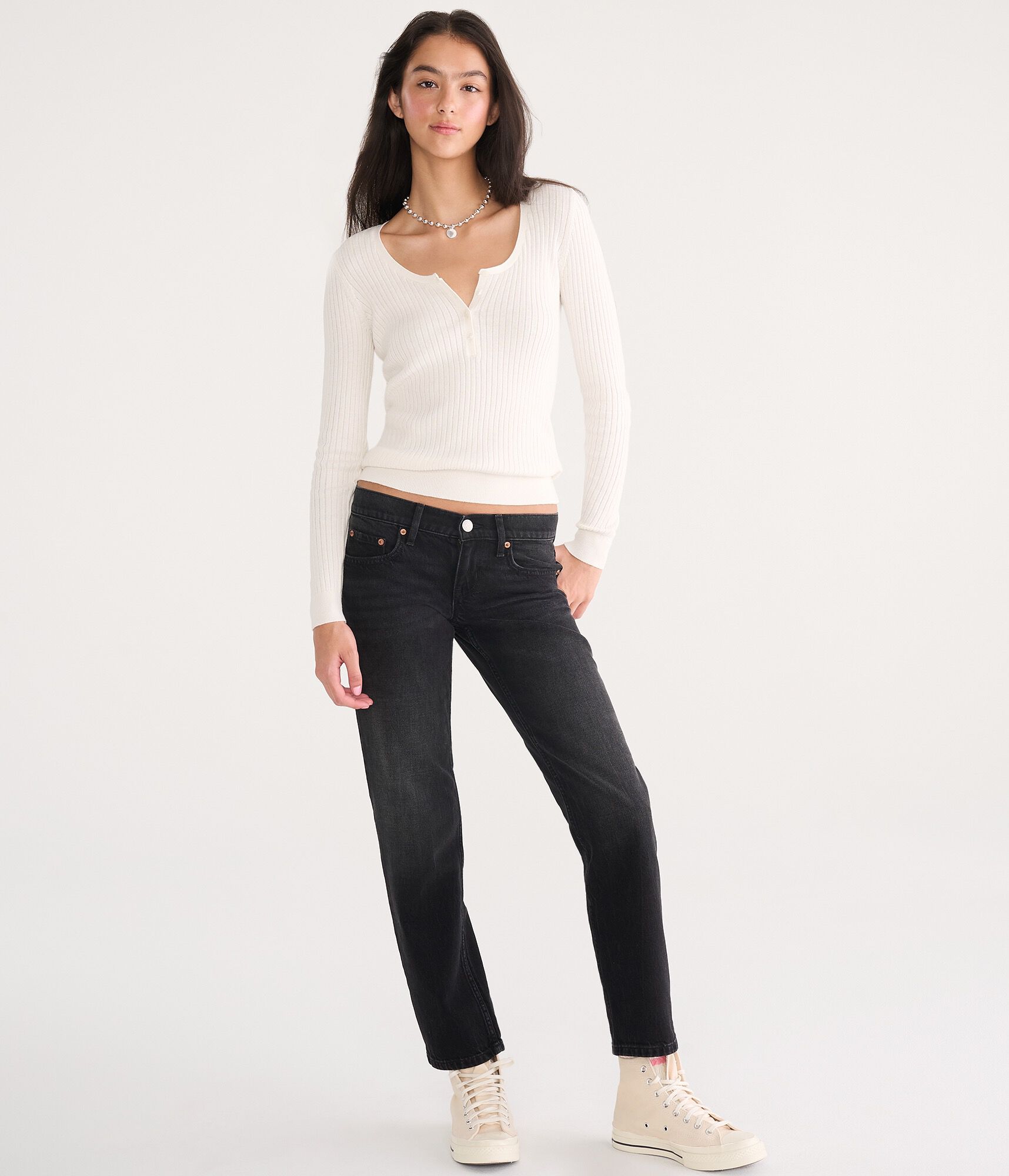Ribbed Henley Sweater