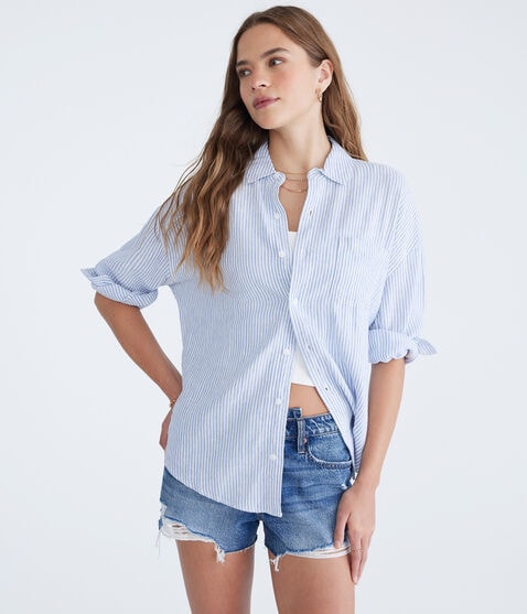 Long Sleeve Striped Linen Shirt