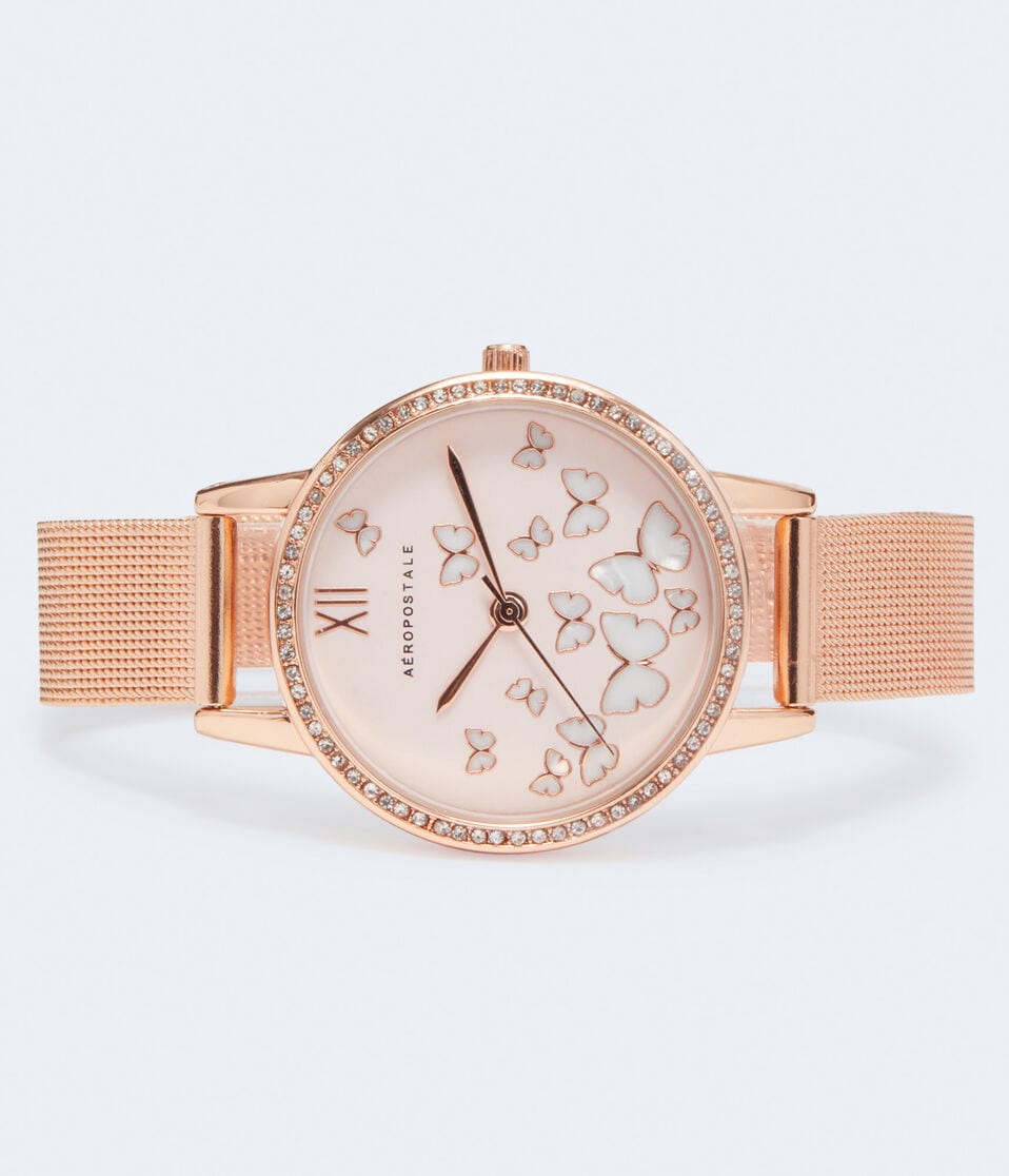 Butterflies Analog Mesh Watch