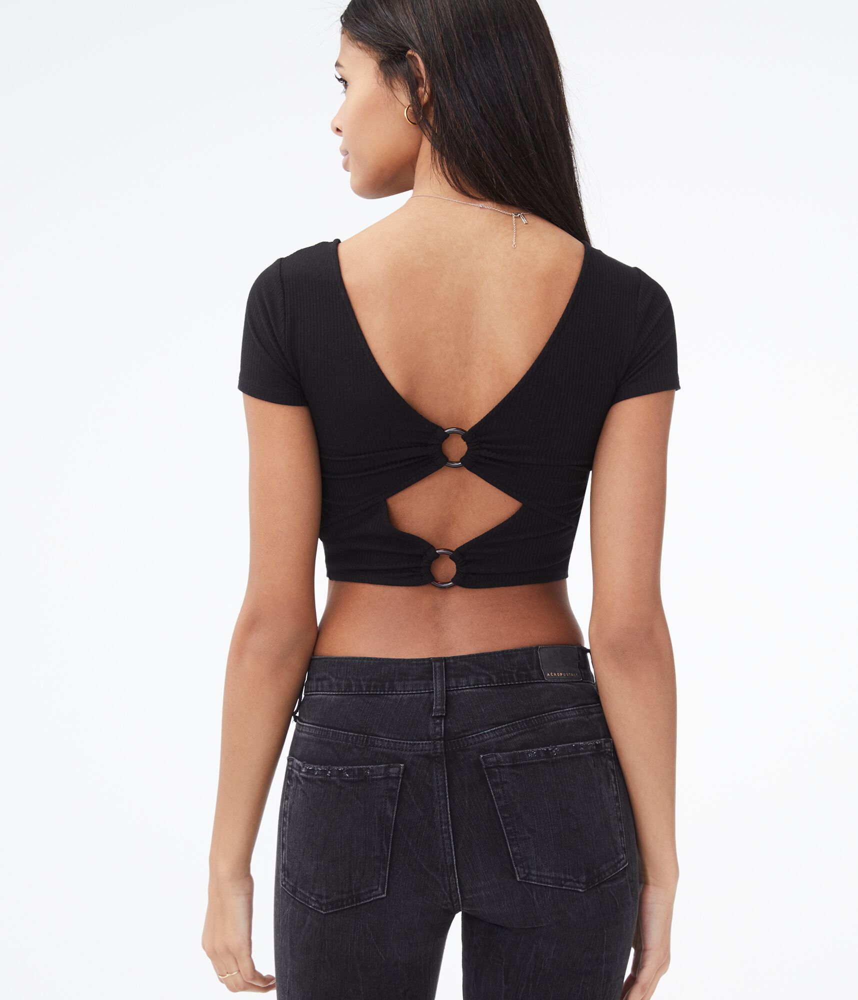 O-Ring Back Bodycon Crop Top