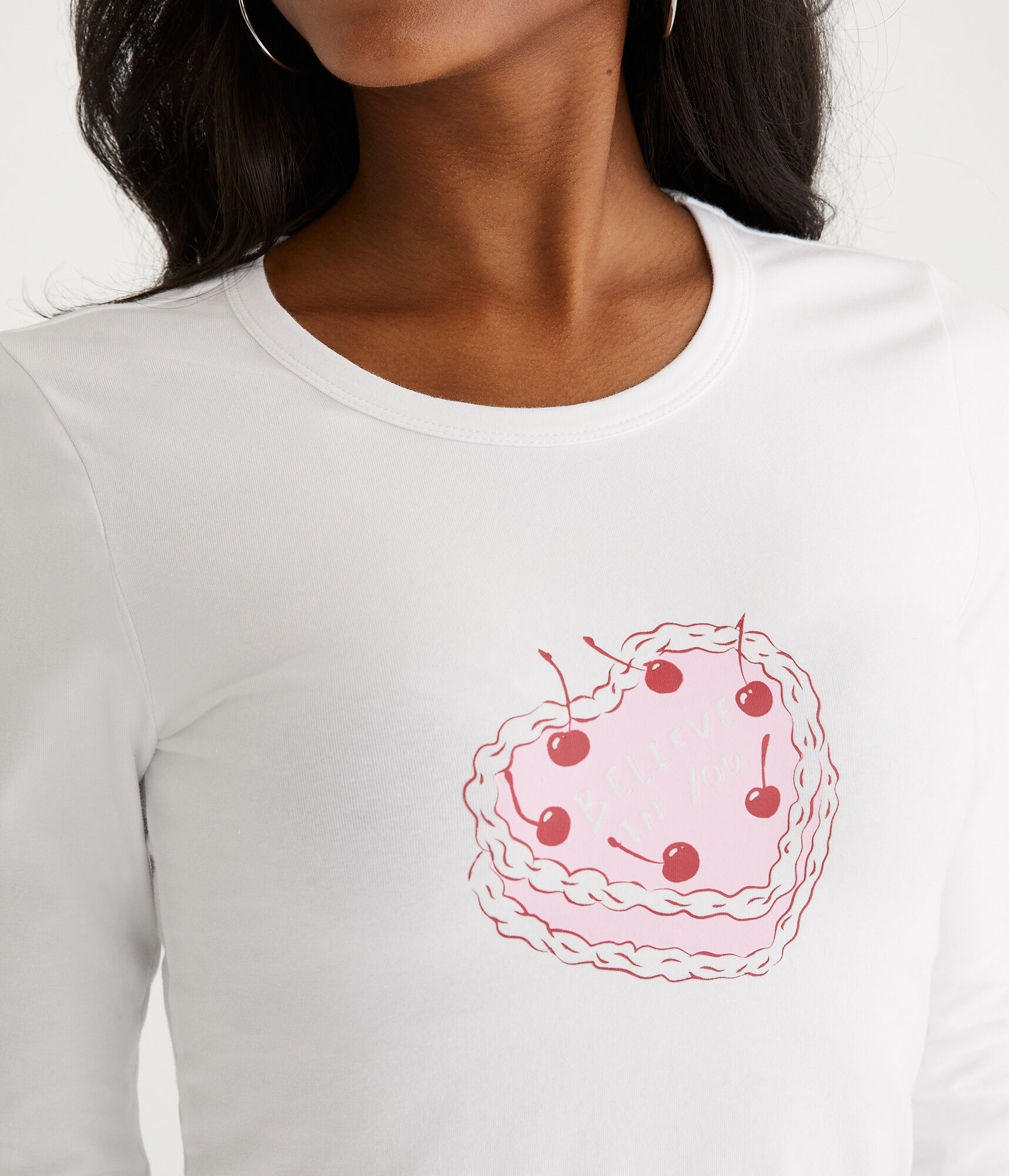 ★2022FW新作★KIRSH★CHERRY CAKE GRAPHIC LONG SLEEVE T-SHIRT Long Sleeve Cherry Cake Graphic Baby Tee