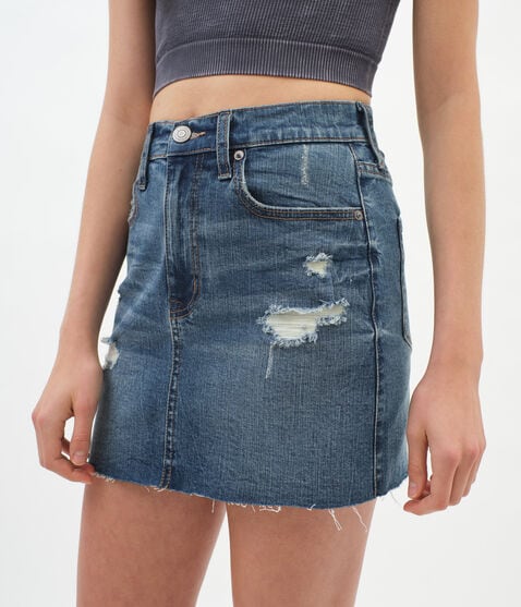 Real Denim High-Waisted Mini Skirt