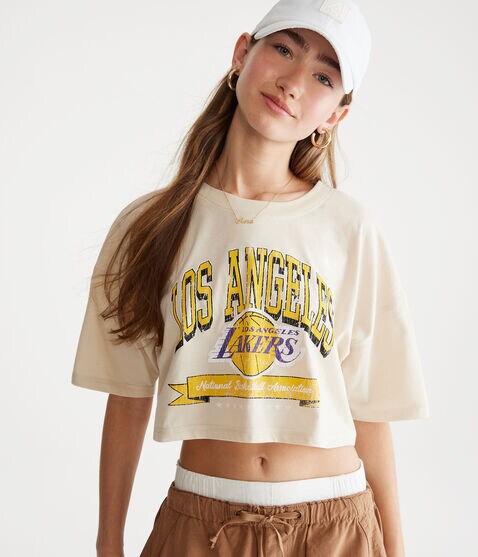 Los Angeles Lakers Cropped Boyfriend Graphic Tee Los Angeles Lakers Cropped Boyfriend Graphic Tee