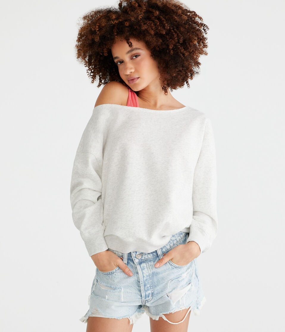 Solid Off-The-Shoulder Sweatshirt