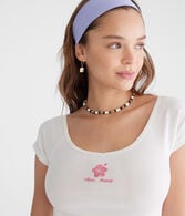 Seriously Soft Hibiscus Cropped V-Neck Tee