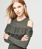 Ruffled Cold-Shoulder Sweater