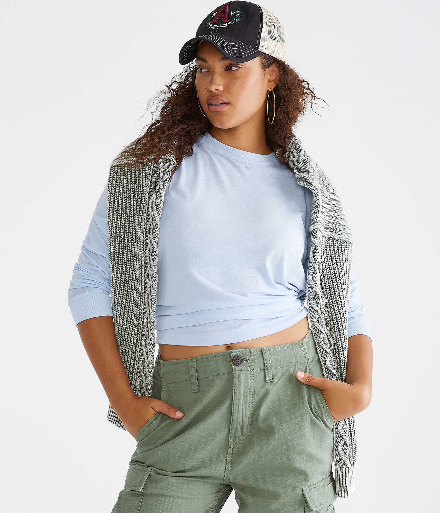 Long Sleeve Washed Loose Fit Crew Tee