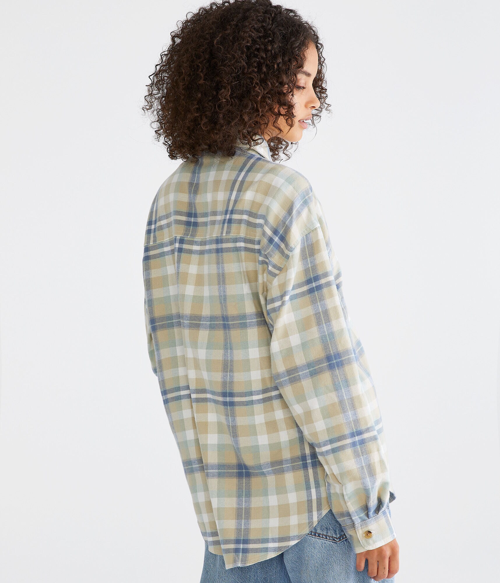 Long Sleeve Relaxed Plaid Flannel Shirt