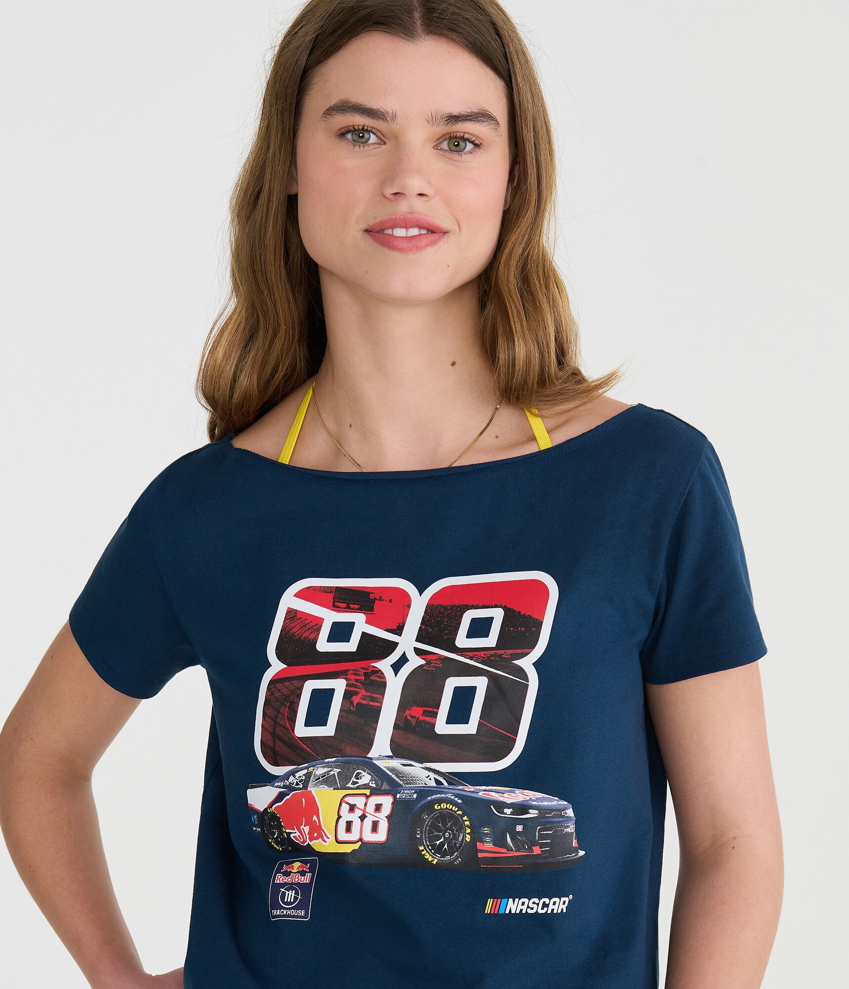 NASCAR Red Bull Trackhouse Off-The-Shoulder Graphic Tee