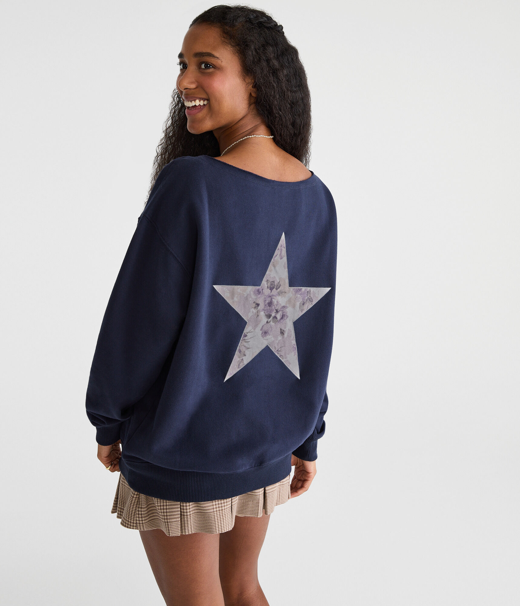 Floral Star Off-The-Shoulder Sweatshirt